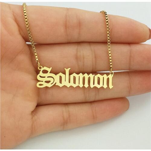Old English Custom Name Necklace Stainless Steel Kettingen Chain Gothic Personalize Pendant Necklace Women Jewelry