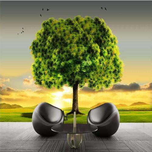 Custom wallpaper dreamy beautiful high-definition big tree mood sofa living room wall high quality material waterproof