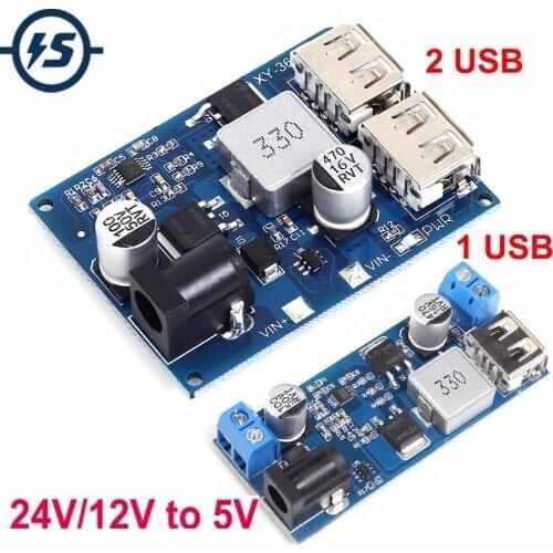 LM2596S Buck Converter Step Down Adjustable Power Supply Module USB Interface Voltage Regulator DC-DC 24V/12V to 5V 5A