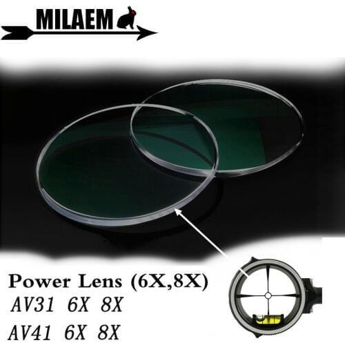 Archery Compound Bow Sight Power Lens Scope Sight AV31/AV41 6x 8x Compound Bow Resin Diameter 35mm/45mm Shooting Accessories