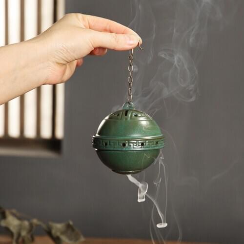 Retro Lotus Incense Burner Backflow Coil Aromatherapy Hanging Furnace Home Office Decor Tea House Buddhist Incense Burner Holder