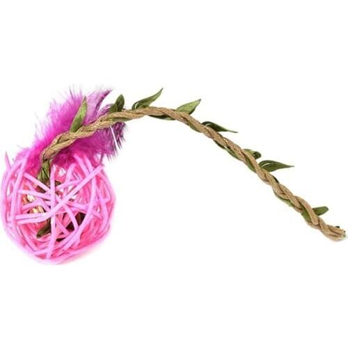 1pc Rattan Cat Toy Anti-Biting Bell Decor Kitten Rattan Ball Cat Interactive Toy Pet Supplies Cat Favors