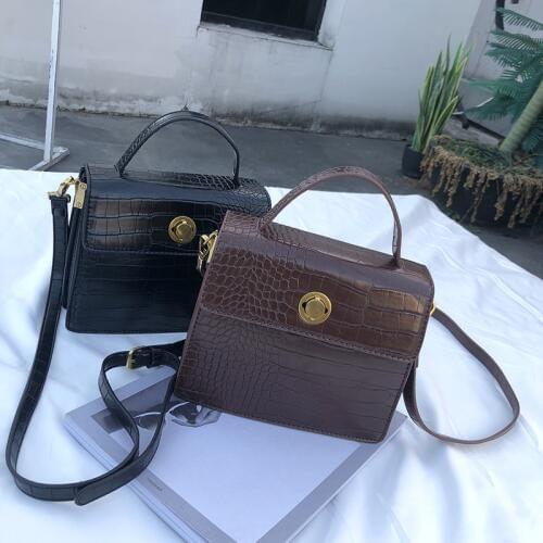 Fashion Women Handbag Luxury crocodile Leather Flap Shoulder Messenger Bag for Female crossbody bags Large capacity Totes coffee