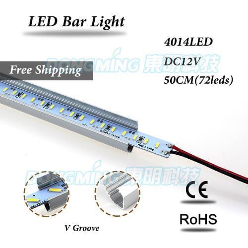 LED luces strip 0.5m 72leds DC 12V LED bar light 4014 with V Aluminum profile cold/warm white kitchen led under cabinet light