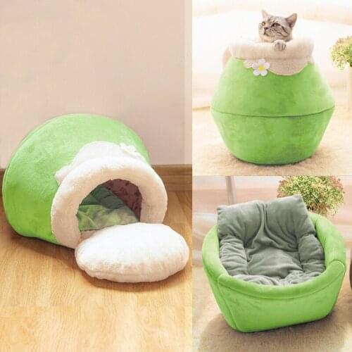 Warm Cat Bed Plush Soft Portable Foldable Cute House Cave Winter Sleeping Bag Cushion Thickened Pet Kittens Mat Toys