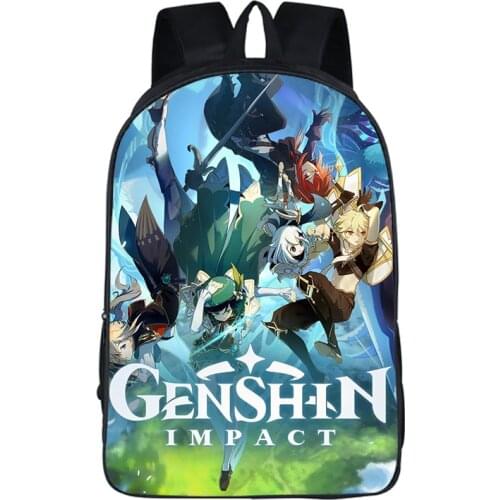 Genshin Impact Backpack Students Zipper 16Inch Primary School Bags Teenage Burden Alleviation Boys Girls Traval Mochila Infantil