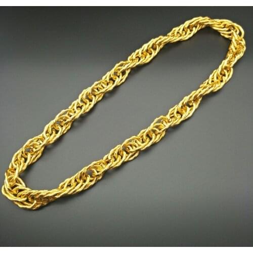 22MM Width Exaggerated Aluminum Chain Big Chunky Necklace for Men Golden Rope Chain Twisted Chain 35.5inch Hip Hop Jewelry