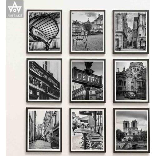 Venice France New York House Architecture Retro Poster Wall Art Canvas Print Building Black White Picture Painting Wall Decor