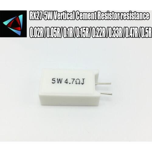 2pcs RX27-5W SQM Vertical Cement Resistor resistance 0.02R 0.05R 0.1R 0.15R 0.22R 0.33R 0.47R 0.5R OHM