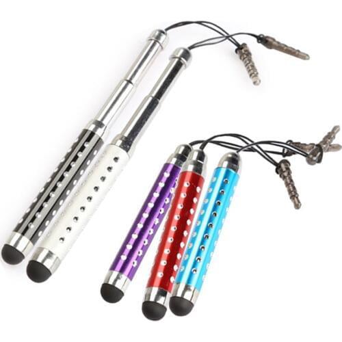 Retractable 3-tier Capacitive Touchsreen Stylus Pen Styluses With Rhinestone for iPad Tablets PUO88