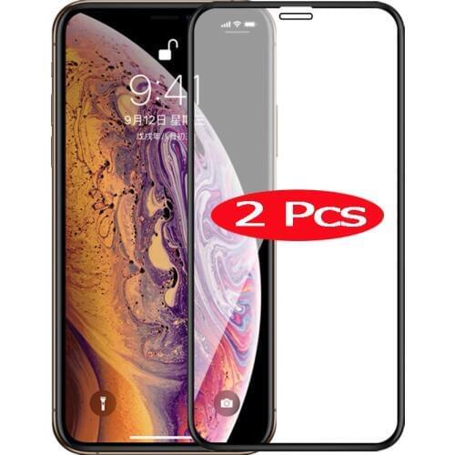 2Pcs/Lot Full Cover Tempered Glass For iPhone XS Max XR Screen Protector Glass On iPhone 6 6s 7 8 Plus X 5 5S Protective Glass