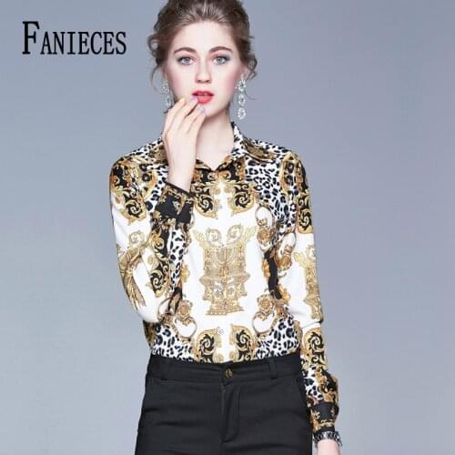 Womens Tops Blouses 2021 High-Quality Runway Shirt Women Long Sleeve Shirts Print Vintage Blusa Feminina Comprida dropshipping