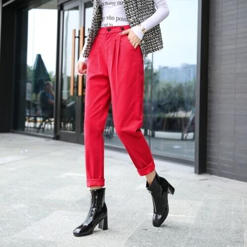 New autumn stretch High waist pencil pants women trousers women Ankle-Length pants Old pants women loose casual red harem pants
