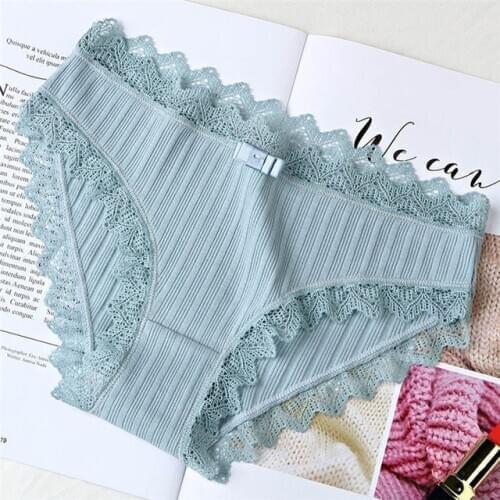 Womens Cotton Panties Female Lace Edge Breathable Briefs Sexy Underwear Women Cotton Crotch Lingerie Intimates