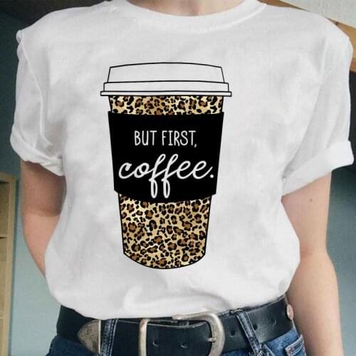 Women Mujer Camisetas Coffee Love 90s Short Sleeve Fashion Graphic Female Tops Cartoon Lady Clothes Tees Tshirt Print T-Shirt