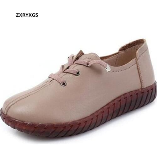 Promotion 2021 Spring New Plus Size Women Genuine Leather Shoes Soft Sole Comfortable Sneakers Women Casual Shoes Flat Soft Sole