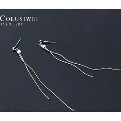 Colusiwei Fashion Minimalist 925 Sterling Silver Exquisite Geometric Line Snake Chain Drop Dangle Earring for Women Fine Jewelry