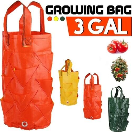1Pc 3 Gallon Strawberry Grow Bag PE Multi-port Indoor Outdoor Gardening Fruit Vegetable Planting Bag Portable Handle Bag