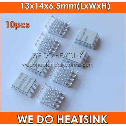 10pcs Aluminum Spiky Silver Cooling Cooler 13x14x6.5mm Heatsink With Thermally Double Sided Tape Applied
