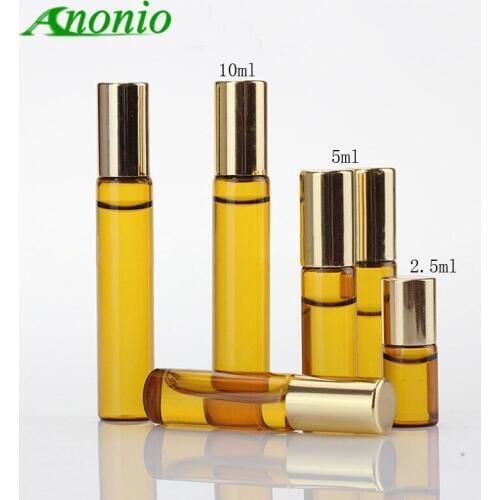 100pcs Refillable 2.5ml 5ml 10ml Mini Roll On Glass Bottles for Essential Oil Roller Ball Perfume Glass deodorant container HH0C