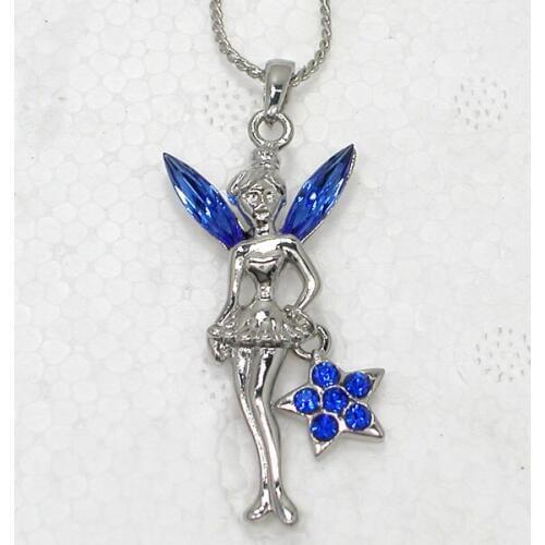 12pcs/lot Wholesale Rhinestone Angell Fashion Pendant Necklaces Clothing Chain Jewelry F101190