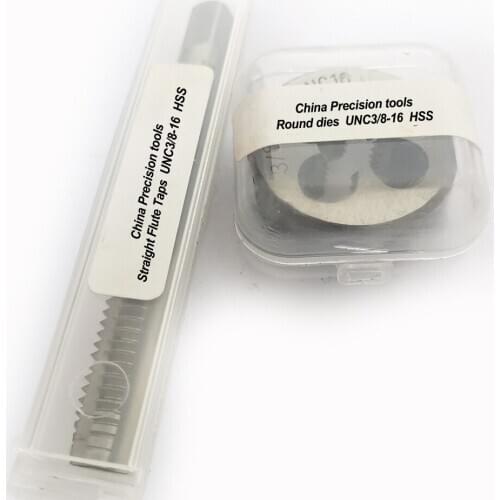 2PCS Unified thread plug tap and die set UNC3/8 UNC 3/8 -16 UNF 3/8-20 Round dies taps sets UNS 3/8-40 3/8-24 3/8-28 3/8-32