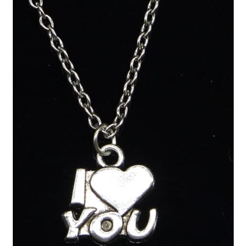 20pcs New Fashion Necklace 15x14mm heart I love you Pendants Short Long Women Men Colar Gift Jewelry Choker