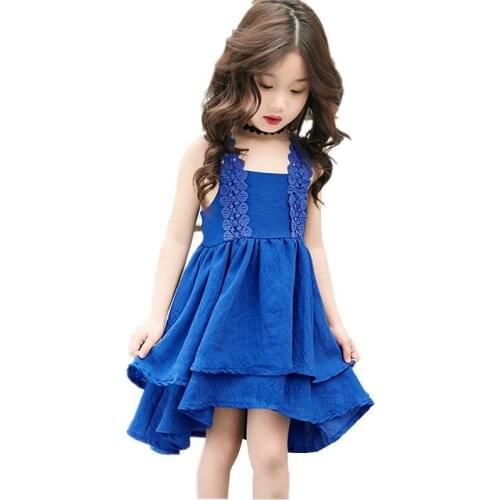 2021 summer childrens dress baby princess wholesale clothing Above Knee, Mini kids solid color cute slevesses Childrens halter