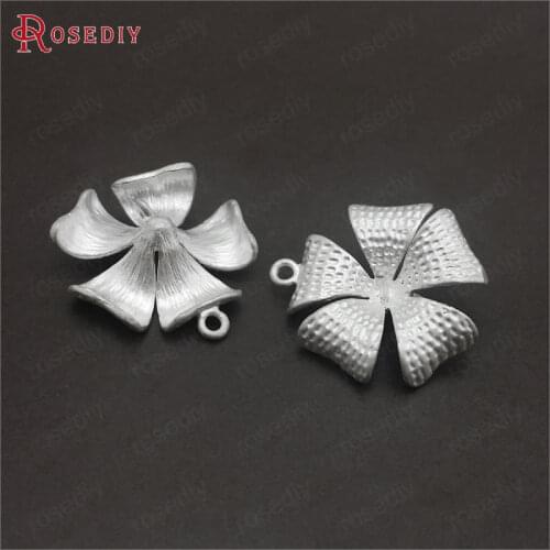 28154-G)10PCS 16MM Matte Silver Color Brass Flowers Charms Pendants Diy Jewelry Findings Accessories Wholesale