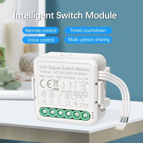 Tuya ZigBee 3-way Light Switch Module Light Control Mobilephone APP Remotes Control Intelligent Voice Control for Alexa Google
