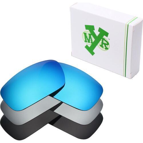 3 Pairs Mryok POLARIZED Replacement Lenses for Oakley Crankshaft Sunglasses Stealth Black & Ice Blue & Silver Titanium