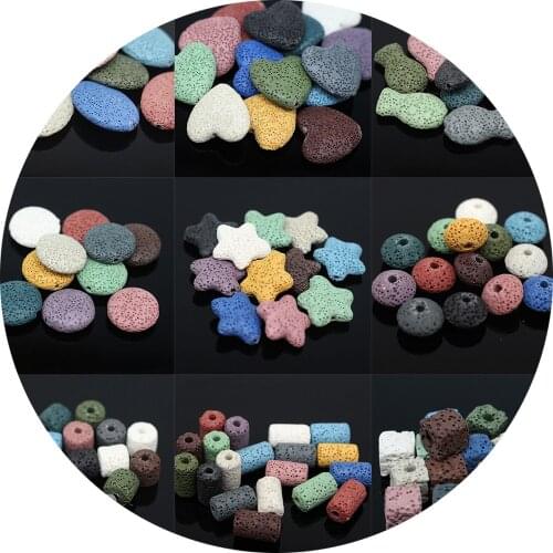 Oameusa Volcanic Rock Lava Beads Aromatherapy For Jewelry Making Essential Oil Bracelets Necklace Accessories Star Fish Round