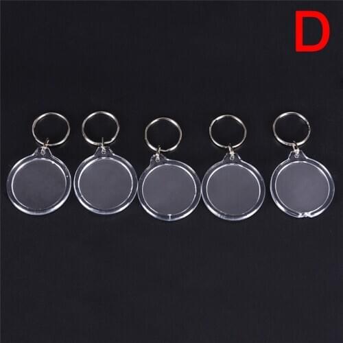 5PCs Transparent Blank Acrylic Insert Photo Picture Frame Keyring DIY Split Ring Gift Rectangle Heart Round Style Keychain
