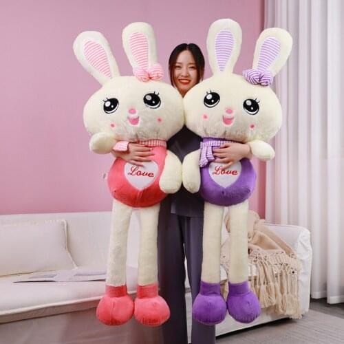 60-150cm Creative Kawaii Love Rabbit Toys Stuffed Lovely Bunny Animal Plush Doll for Kids Children Soft Cartoon Gifts for Girls