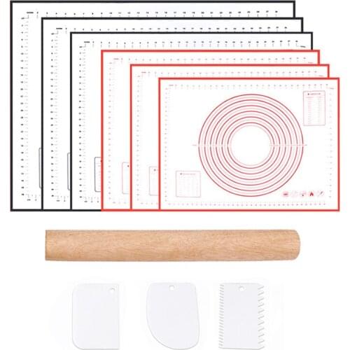 Non-stick Rolling Dough Mat Silicone Pastry Cake Baking Mat Bakeware Kneading Pad Pizza Dough Mat Kitchen Accessories With Scale