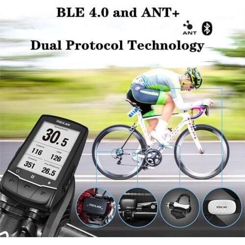 MEILAN 2.6 inch GPS Navigation Bike Computer Speedometer Wireless Cycling Computer Support Connection Sensor Heart Rate Monitor