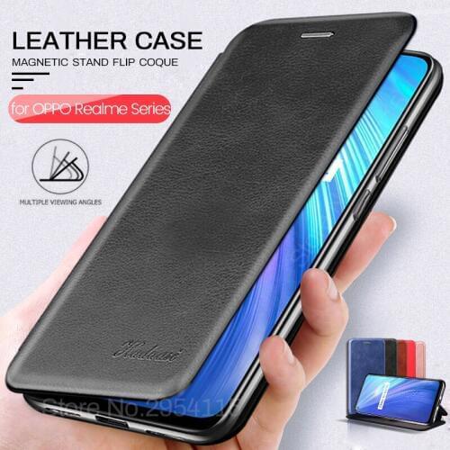 Covers for oppo a92 a52 a5 a9 2020 case leather flip wallent on realme 5i 6i 5 6 x2 7 pro x xt c3 case magnetic stand book coque