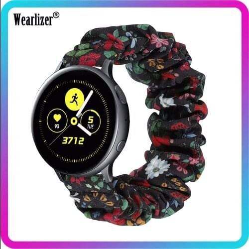 Wearlizer Elastic Scrunchies Watch Strap for Samsung Galaxy Watch 3 Band 20mm Fabric Tie Dye Straps for Samsung Active 2 40mm