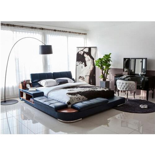 Europe and America Genuine leather bed frame Modern Soft Beds Home Bedroom Furniture cama muebles de dormitorio / camas quarto