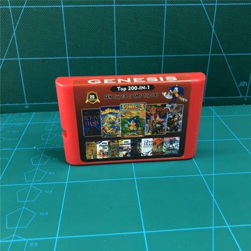 New Hot 2G Game Card 200 in 1 For Sega Genesis Video Game Console 100 Top GEN Games + 100 Top Master System Games