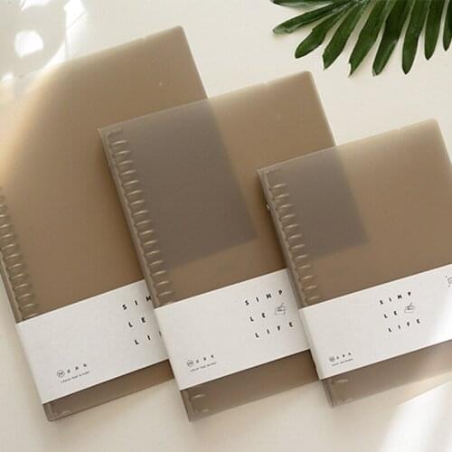 Stationery Grey Translucence Binder A4/B5/A5 Loose-Leaf PP Shell Porous Paper Clip Folder File Organizer Office Accessory