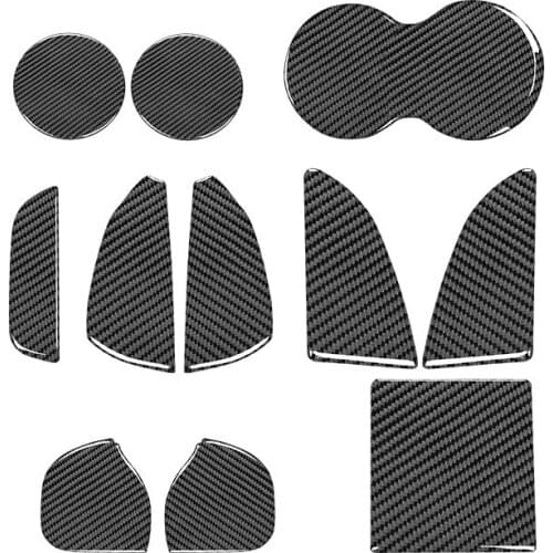 Carbon Fiber for 2015-2021 Dodge Challenger Cup Holder Insert Center Console Shifter Liner Trim Mats Sticker, 11Pcs