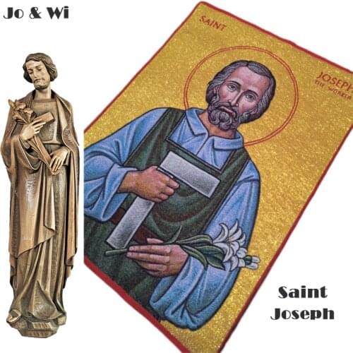 Saint Joseph Artificial Silk Painting DIY Embroidery Home Decoration Gift Religious Orthodox Catholic Christian Tapestry Picture