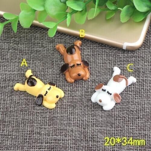Kawaii Resin Cabochons Embellishments Scrapbooking 10pcs 20*34mm Flatback Kawaii Animal Dog Clay Beads Charms Pendant Ornaments