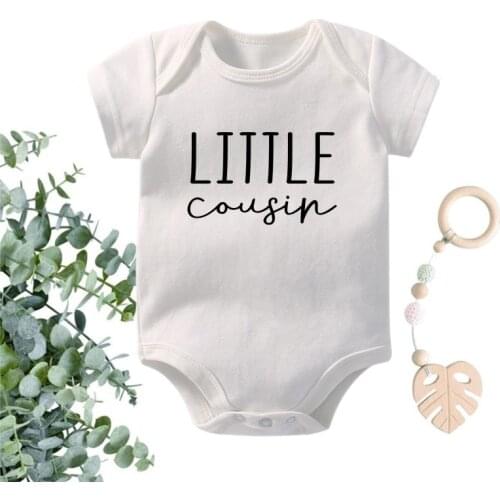Little Cousin Printed Newborn Onesies Cotton Rompers Funny Baby Boys Girls Short Sleeve Bodysuits Jumpsuit Toddler Outfits