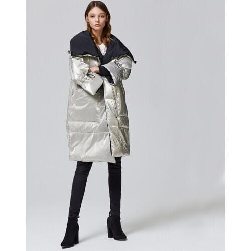 Women Winter Waterproof Coat Duck Down Full Sleeve Turn-Down Collar Oversize Lady Fashion Casual Black Grey Long Jacket Parkas