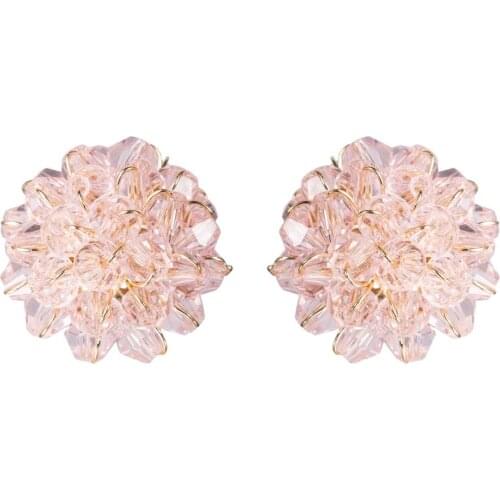 Fashion Simple Acrylic Crystal Flowers Earrings Women Handmade Beaded DIY Earring Jewelry Female Ladies Girl Accessories Earring