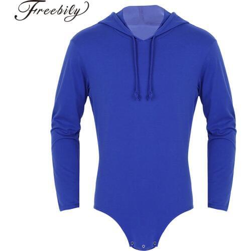 Adult Babies Mens Lingerie Hoodies Black Blue Long Sleeves Press Crotch Jockstraps Hoodie Bodysuit Romper Snappies Pajamas