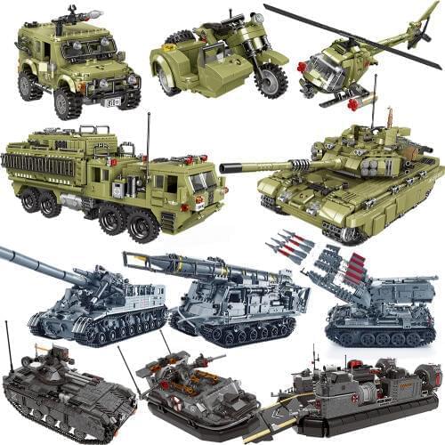 Military vehicle Tanks sets ww2 jeep machine model building blocks bricks AC130 world war 2 ii 1 creator armored truck