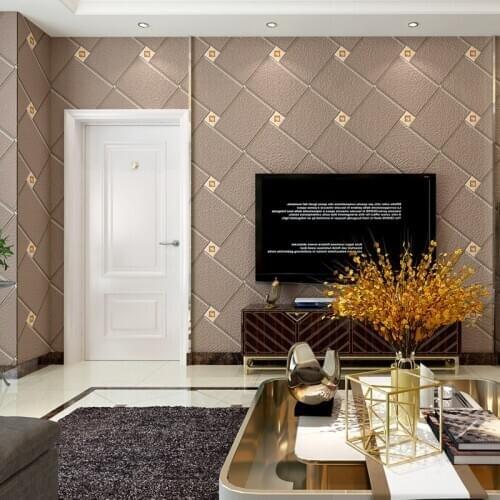 Living Room TV Sofa Background Wallpaper Roll Modern Simple 3D Embossed Lattice Geometric Wall Paper For 3 D Bedroom Home Decor